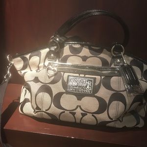Black and gray shoulder bag with short strap too!